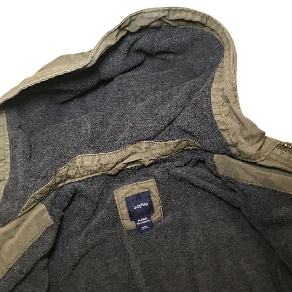 Baby Gap 18-24m Olive Green Hooded Utility Jacket